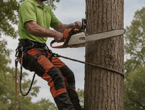 Élagueur en intervention dans un arbre