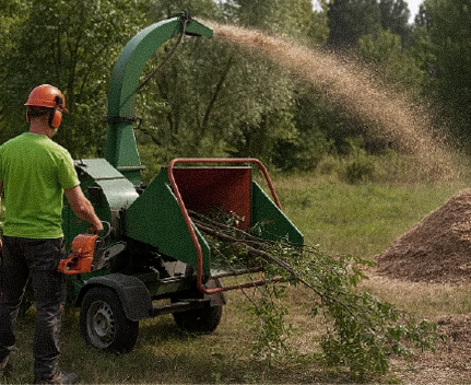 Broyage de branches pour valoriser les déchets végétaux